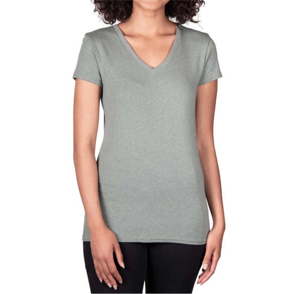 Women's V-Neck Heather Green Top